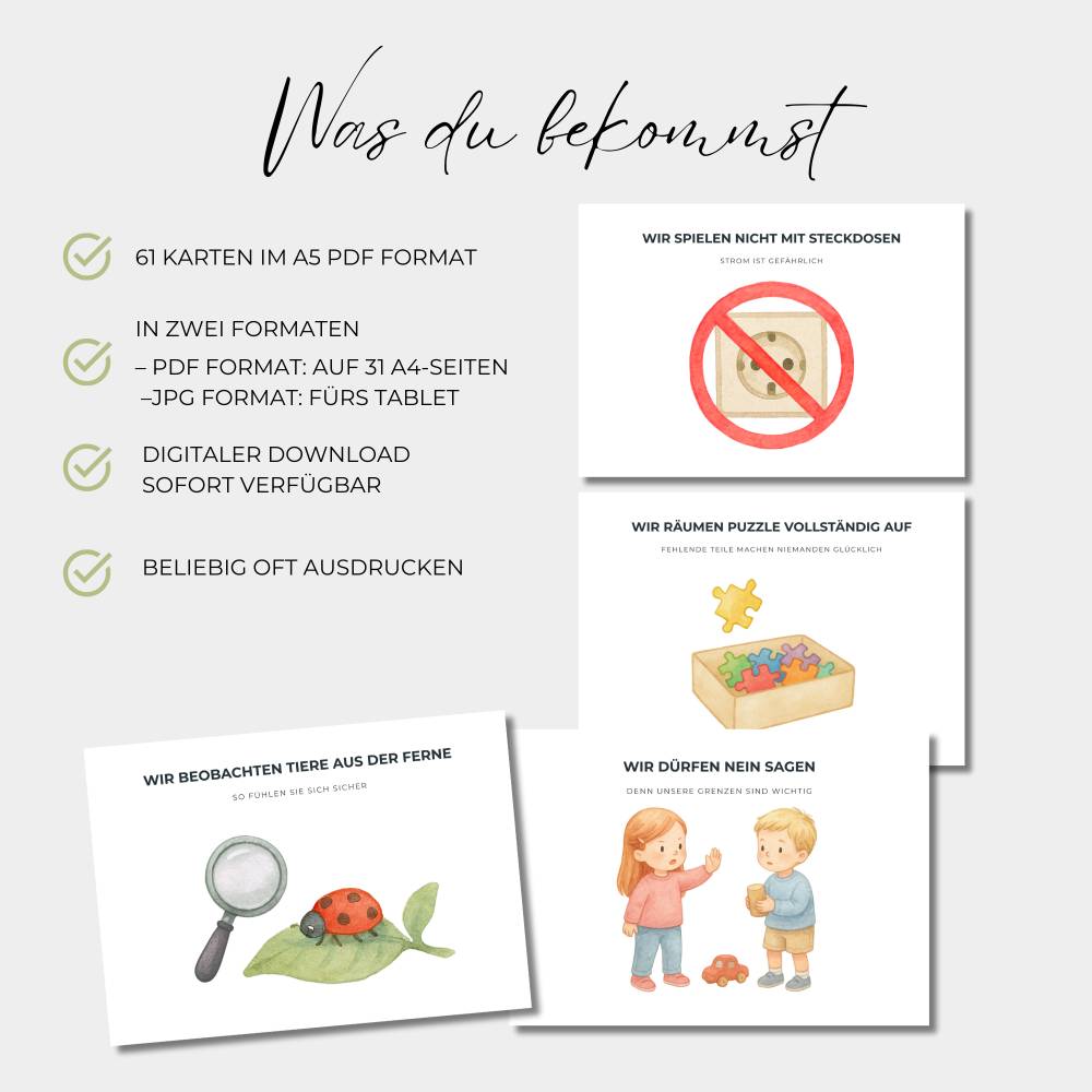 Regelkarten Kindergarten, Lernkarten Kinder, Kita Schule Zuhause, Regeln ausdrucken,  PDF- JPG-Format, digitale Vorlagen Bild 2