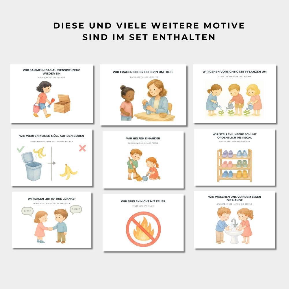 Regelkarten Kindergarten, Lernkarten Kinder, Kita Schule Zuhause, Regeln ausdrucken,  PDF- JPG-Format, digitale Vorlagen Bild 4
