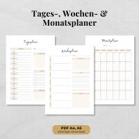 Minimalistischer Tages-, Wochen- & Monatsplaner zum Ausdrucken | A4 Planer PDF