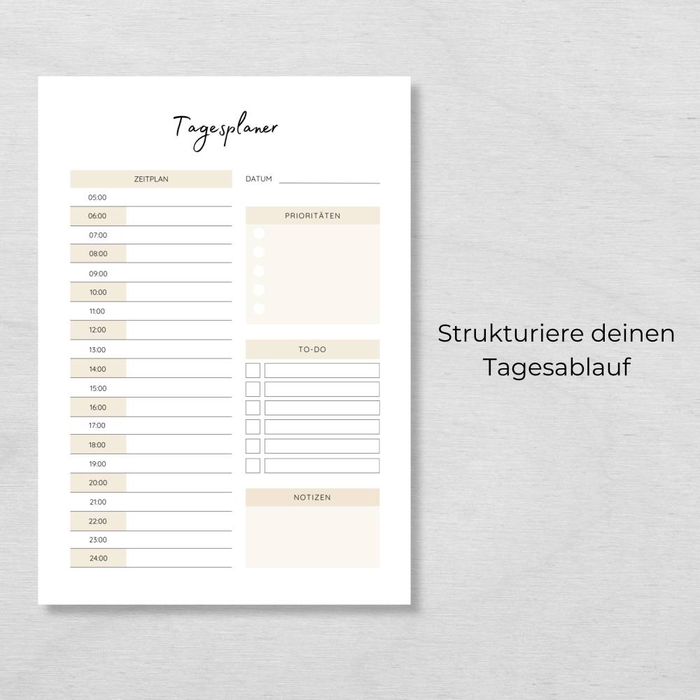 Minimalistischer Tages-, Wochen- & Monatsplaner zum Ausdrucken | A4 Planer PDF Bild 3