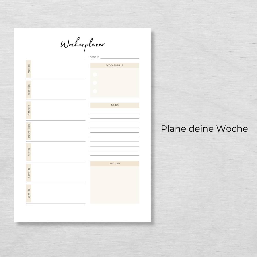 Minimalistischer Tages-, Wochen- & Monatsplaner zum Ausdrucken | A4 Planer PDF Bild 4