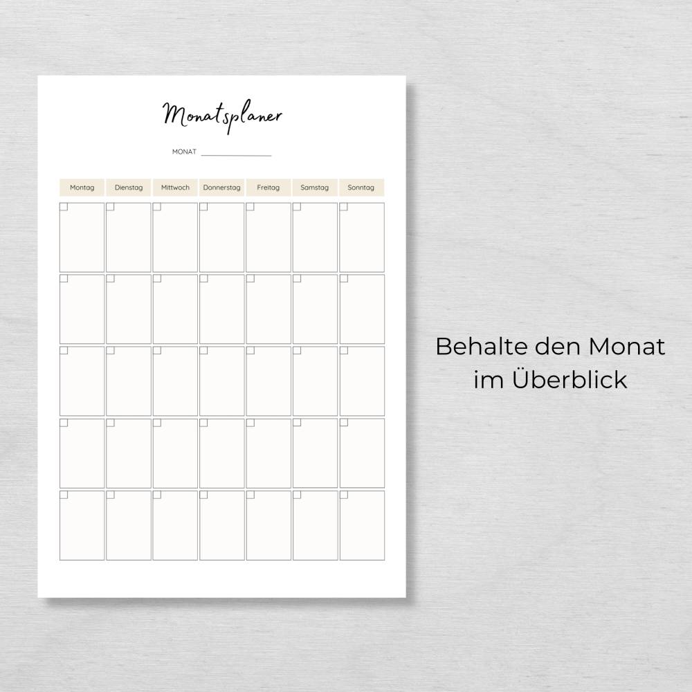 Minimalistischer Tages-, Wochen- & Monatsplaner zum Ausdrucken | A4 Planer PDF Bild 5