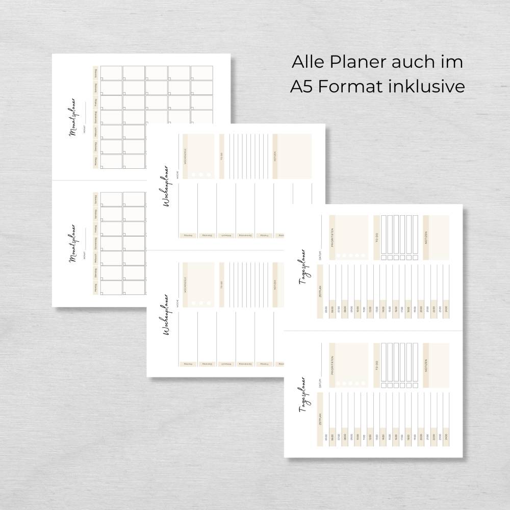 Minimalistischer Tages-, Wochen- & Monatsplaner zum Ausdrucken | A4 Planer PDF Bild 6