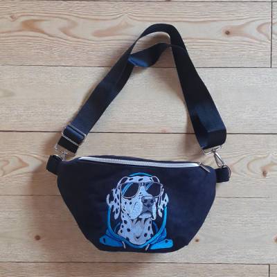 T-SB0032 Bodybag Slingbag Bauchtasche Kunstwildleder XL - Dalmatiner -handmade