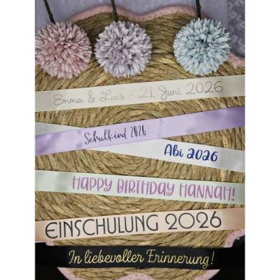 personalisiertes Satinband • 25mm • Schultüte • Einschulung • Hochzeit • Blumenstrauß