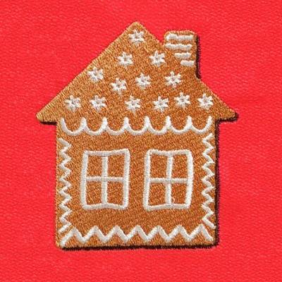 Stickdatei Lebkuchenhaus 12-14x18cm – Weihnachtsstickerei mit Zuckerguss-Effekt für Stickmaschinen