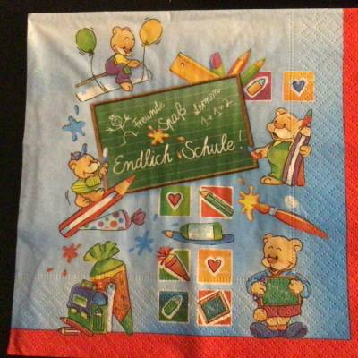 Servietten Einschulung - Endlich Schule