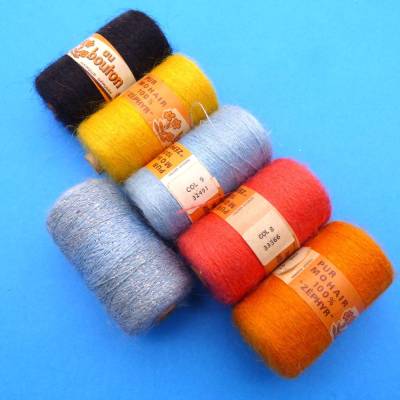 Garn Lace Sammlung au bouton d’or – Mohair Zephyr Wolle, Rarität in Blau, Gelb, Orange, Rot, Schwarz