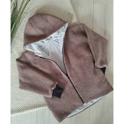 Oversized Jacke aus Wollwalk, Gr. 134, hellbraun, Jersey