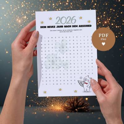 Silvester Orakel 2026 – Tröstendes Worträtsel für Katzenbesitzer nach dem Abschied | PDF & PNG Download