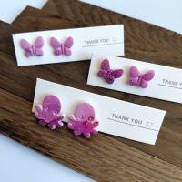 Stecker Ohrringe Schmetterling/Krake lila – handgemacht aus PolymerClay & Edelstahl
