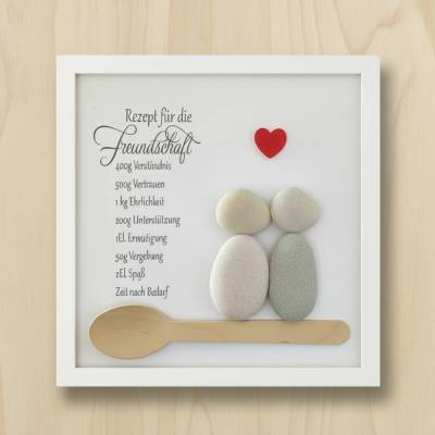 Handgefertigtes Steinbild Freundschaft Geschenk personalisiert, Freundschaftsrezept – Unikat STB-57