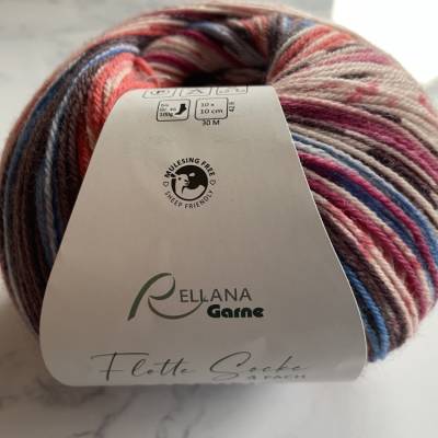 100g Sockenwolle 4 fach Flotte Socke Merino Farbe 3185 - orange, Fuchsie,Pink, royal