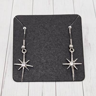 Edelstahl Ohrhänger "Stern mit Strass" Silberfarben | Elegante, zarte Damen-Ohrringe | Ca. 20mm Höhe