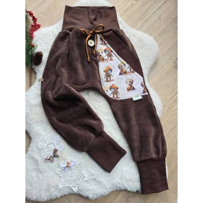Handgemachte Winter Pumphose Wellnessfleece Roboter Gr.110-116 – Warm, Kuschelig & Mitwachsend