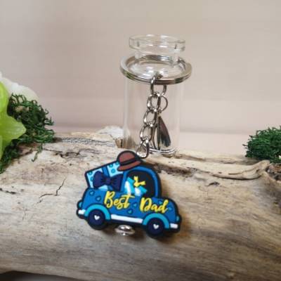 Vatertagsgeschenk Schlüsselanhänger aus Silikon mit Schriftzug – Geschenkidee zum Vatertag