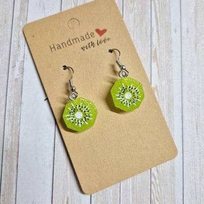 Ohrringe Ohrhänger Kiwi aus Harz  – 3,5 cm – originelle Geschenkidee
