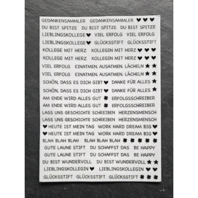 Rub On Sticker Mini Sprüche für Kugelschreiber ~ Schriftzüge für Stifte