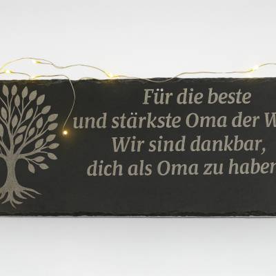 Schieferplatte mit Gravur – Baum des Lebens – Geschenk für die beste Oma – liebevolles Dankeschön