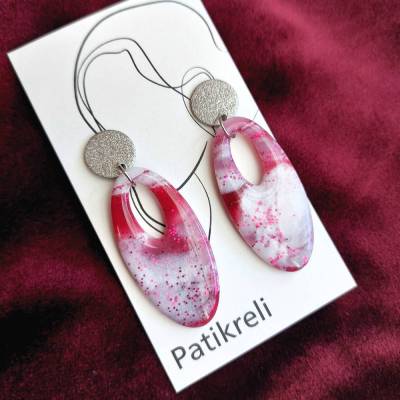 Ohrstecker "Rotglitzerweiß"