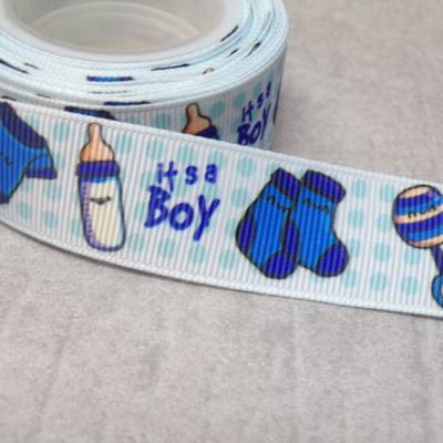 Baby Boy Ripsband 22 mm – Schnuller & Flasche – Geschenkband für Jungen – Abverkauf