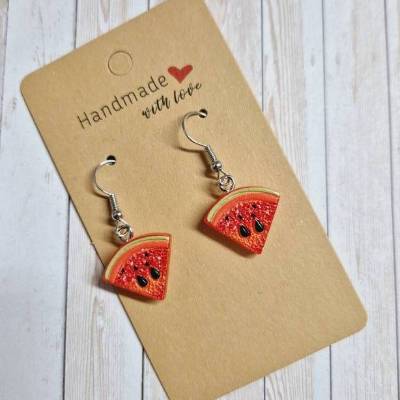 Ohrringe Ohrhänger Melone aus Harz  – 3,5 cm – originelle Geschenkidee