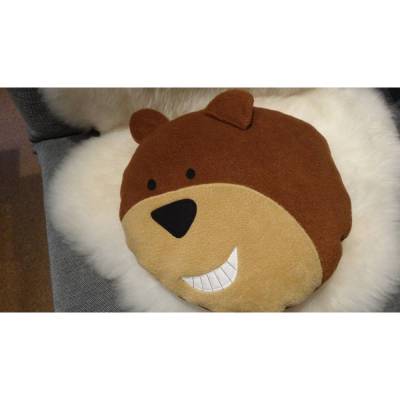 Bär Kuschelkissen – Weiches Fleece Kissen mit Gesicht, 30x30 cm, waschbar