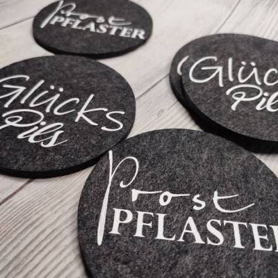 Filzuntersetzer 10 x 10 cm, Plott mit Flexfolie