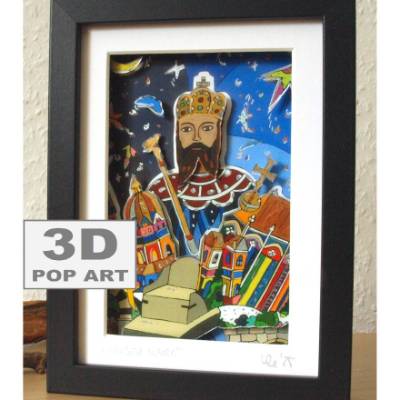 aachen kaiser karl 3d pop art bild dom souvenir bunt gerahmt