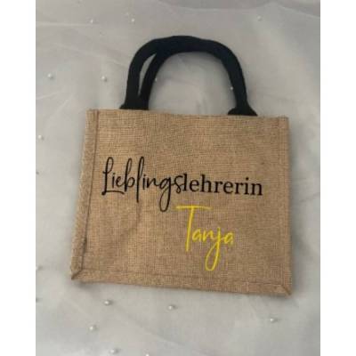 Lehrerin mit Herz, Lehrer, Geschenk Lehrer, Schule, Grundschule, Abschiedsgeschenk, Jute Tasche | optional mit Reißversc