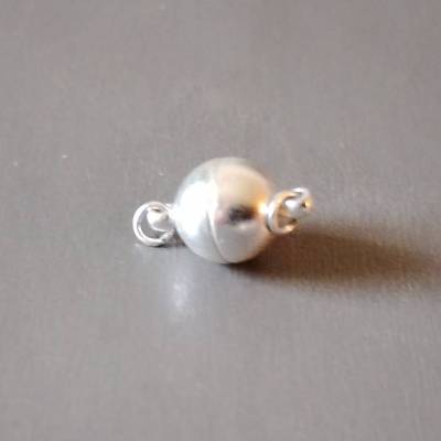 Magnetverschluss mit Schlaufen aus Messing, Matt Silber