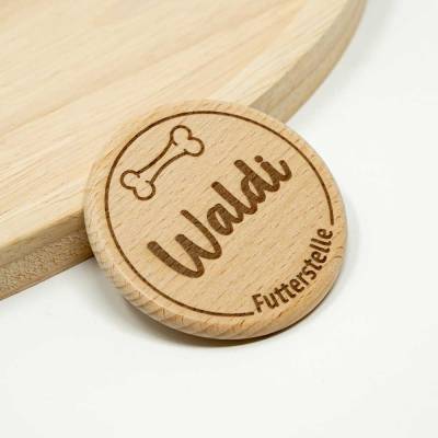 Futterstellen Schild für den Hund | Personalisierte Holz Namensschild für Hund