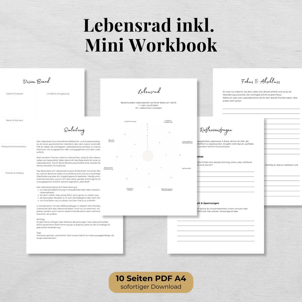 Lebensrad Mini Workbook (PDF) – Klarheit finden & dein Leben bewusst ausrichten Bild 1
