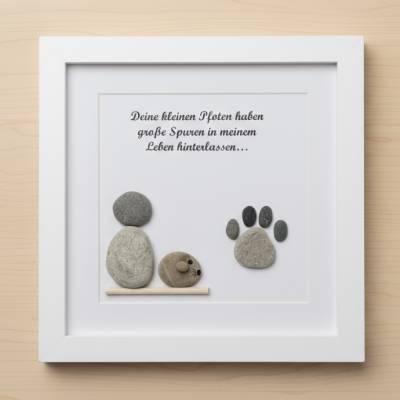 Personalisierbares Steinbild Hamster & Meerschwein – Gedenkbild mit Pfotenabdruck & Namen – Unikat STB-331