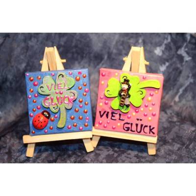Glücksbringer VIEL GLÜCK Geschenkidee oder Tischdeko zu Silvester Glücksbringer Kleeblatt