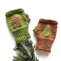 Kleinkind,Kind-1 Paar Handstulpen Elch,Tannenbaum mit Daumenloch in Gr.3, handgestrickte Armstulpen,Pulswärmer