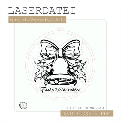 Laserdatei - Türkranz Frohe Weihnachten - Glocke A