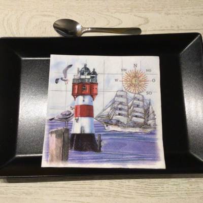 Servietten Maritim - Leuchturm und Segelschiff