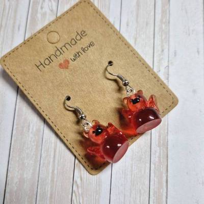 Ohrringe Ohrhänger rote Teufel-Enten aus Harz – 3,5 cm – originelle Geschenkidee