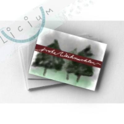 Handgemalte Weihnachtskarte Wald mit Schrift – Download als PDF & PNG