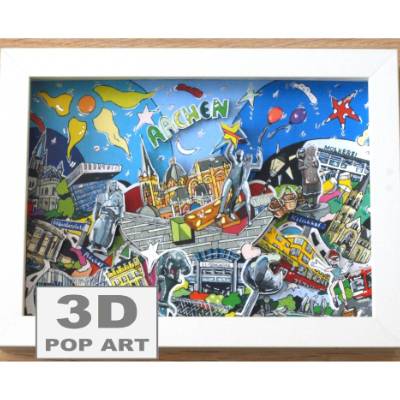 aachen 3d pop art bild dom rwth klenkes souvenir bunt gerahmt