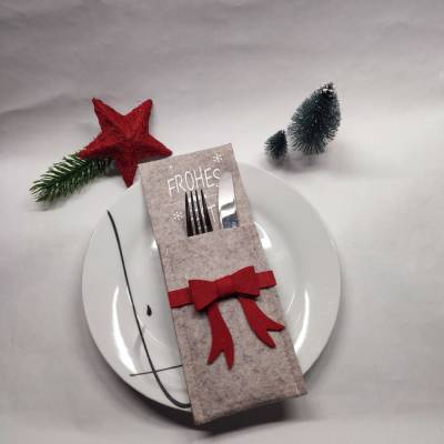 Filz-Bestecktasche – Weihnachtliche Tischdekoration