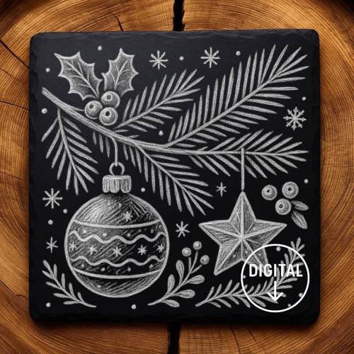 Laserdatei Tannenzweige – Gravurdatei PNG für Schiefer & Holz | Bildgravur