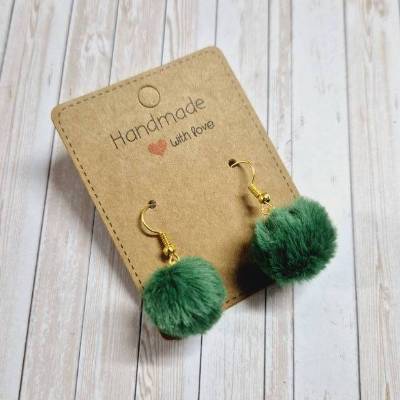 Ohrringe Ohrhänger grüne Puschel – 3,5 cm – originelle Geschenkidee