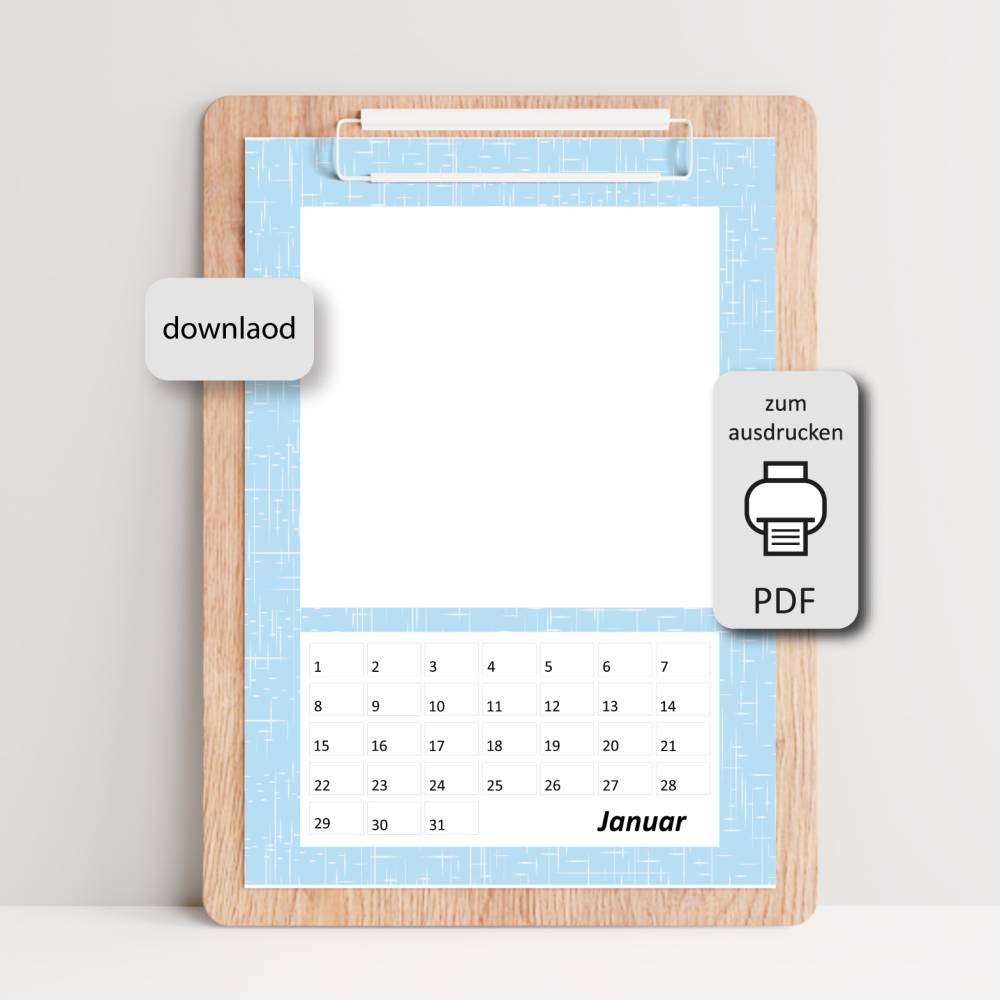 Fotokalender/Bastelkalender selbstgestalten - PDF DIN A4 zum Ausdrucken