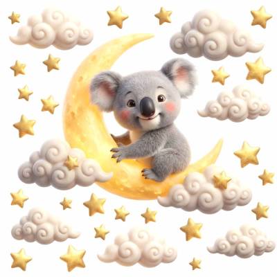 271 Wandtattoo Mond mit Koala in 4 vers. Größen