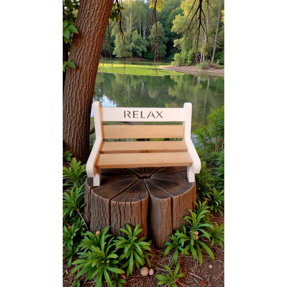 Deko-Bank aus Giessmasse mit einer Spruchzeile 16x10x10cm