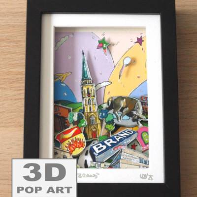 aachen brand 3d pop art bild souvenir bunt Sankt Donatus brander stier gerahmt souvenir