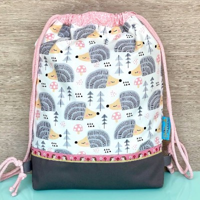 Kinderturnbeutel Igel -  Stoffbeutel mit Namen für Wechselkleidung in Kita