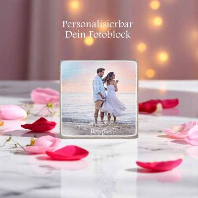 DEIN FOTOBLOCK, Holzblock Holzschild, personalisierbare minimalistische Wanddeko zum Aufhängen oder Hinstellen